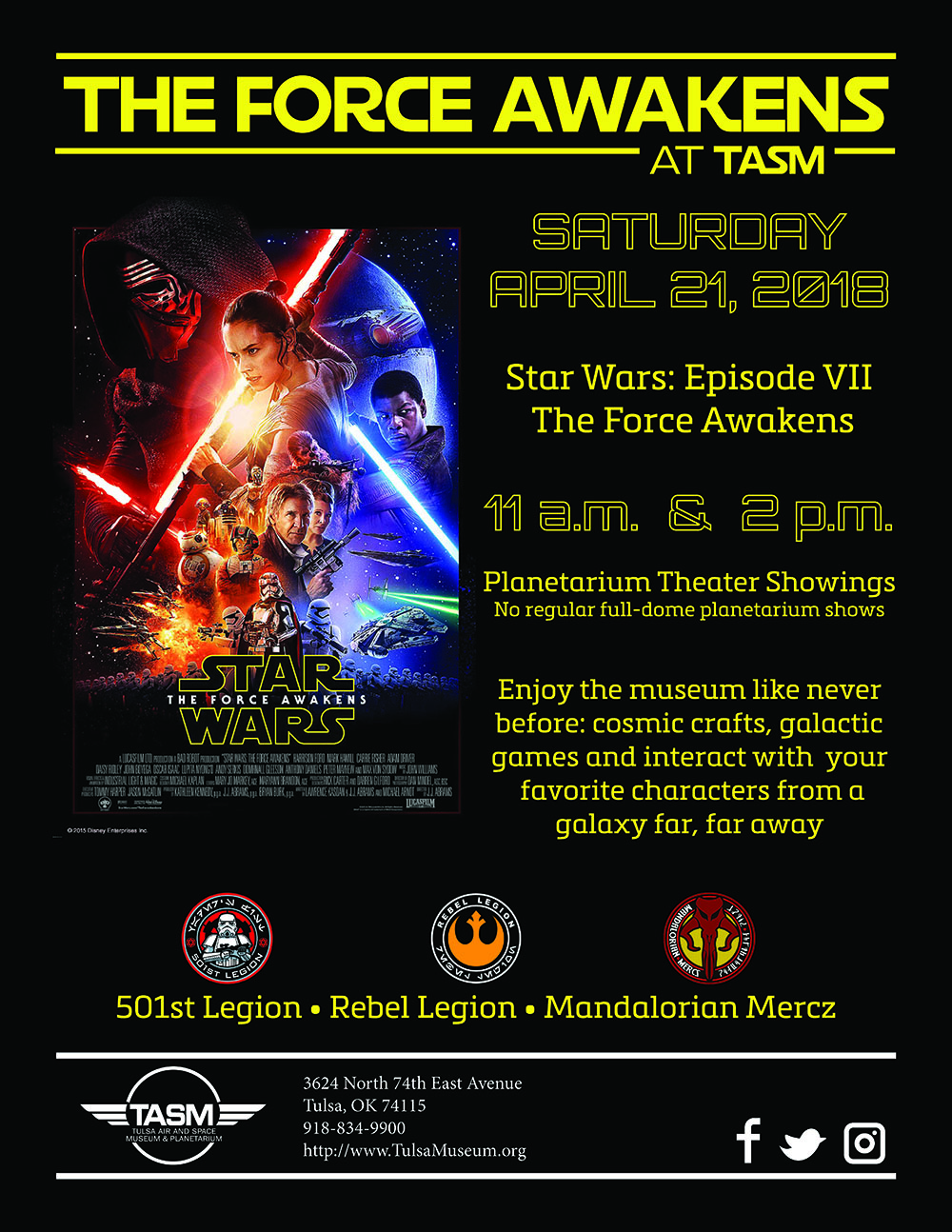 Star Wars Day at TASM Sat May 6th - Tulsa Air and Space Museum